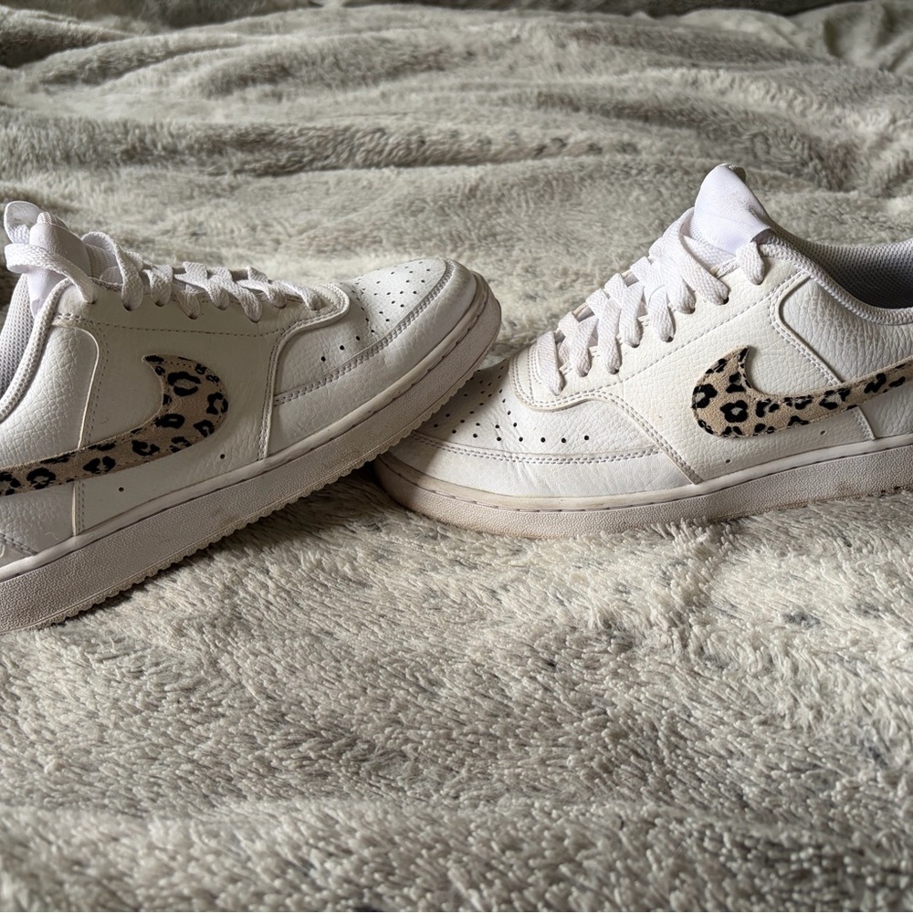 Nike White and Leopard Print Sneakers - Picture 3 of 5